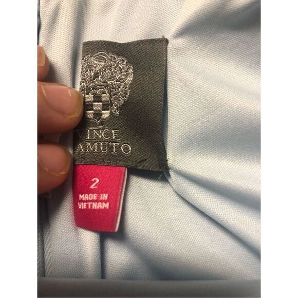 Vince Camuto Blue and Cream Striped Floral Midi Dress Size 2 - Picture 6 of 7